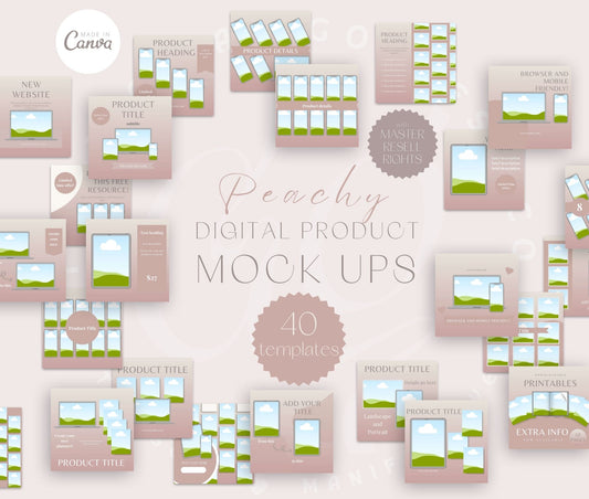 40 Peachy Digital Product Mock Up Templates with MRR